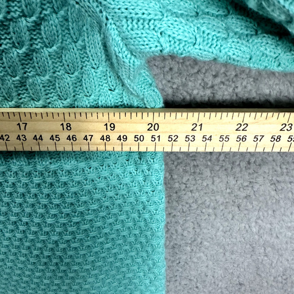 Talbots Sweater Womens Large Green Fisherman Knit Wool Blend Pullover Preppy - Picture 5 of 6